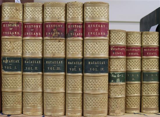 MACAULAY, History of England, vols I-V, 1852-1961 and Essays, vols I-III, 1853,